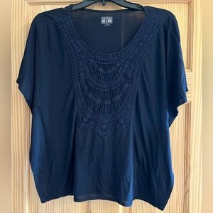 Women’s Converse One Star Navy‎ Blue Embroidered Sleeveless Blouse Size Medium